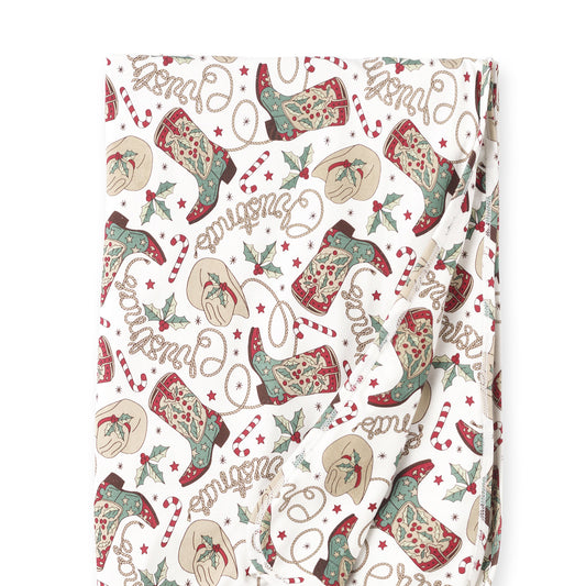 Western Christmas Stroller Blanket โ Soft Bamboo Holiday