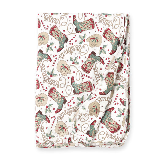 Western Christmas Stroller Blanket โ Soft Bamboo Holiday