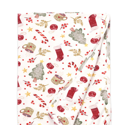 Holiday Baby Stroller Blanket โ Soft Bamboo Christmas Wrap - Noel