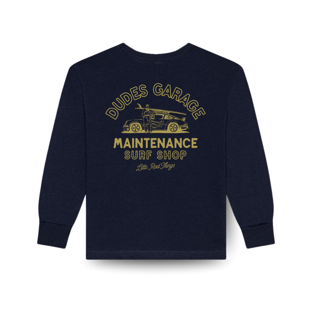 LONG SLEEVE DUDES GARAGE TEE - NAVY