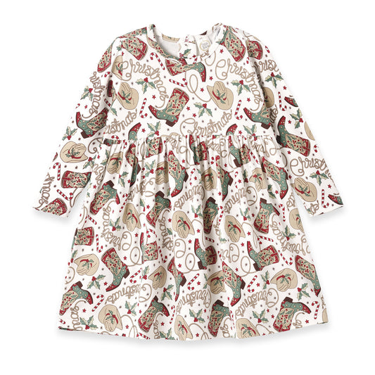 Western Christmas Girls Dress โ Soft Bamboo Holiday Style