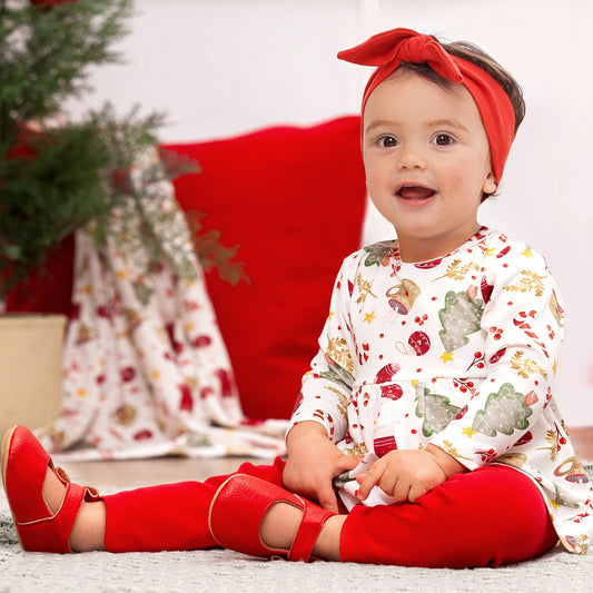 Girls' Christmas Tunic Set โ Bamboo Holiday Outfit Set - Noel