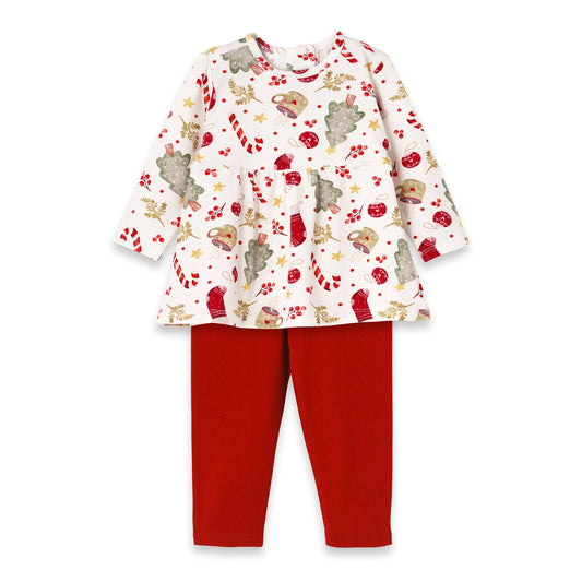 Girls' Christmas Tunic Set โ Bamboo Holiday Outfit Set - Noel