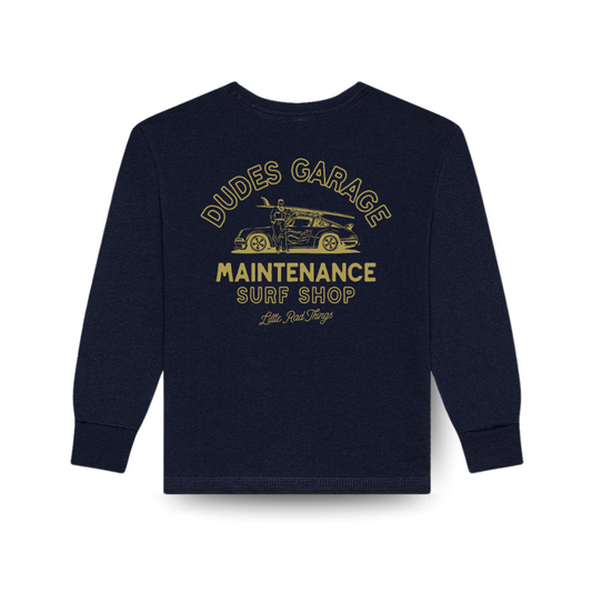 LONG SLEEVE DUDES GARAGE TEE - NAVY