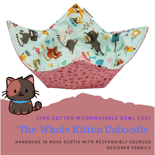 100% Cotton Microwavable Bowl Cozy - The Whole Kitten Caboodle-0