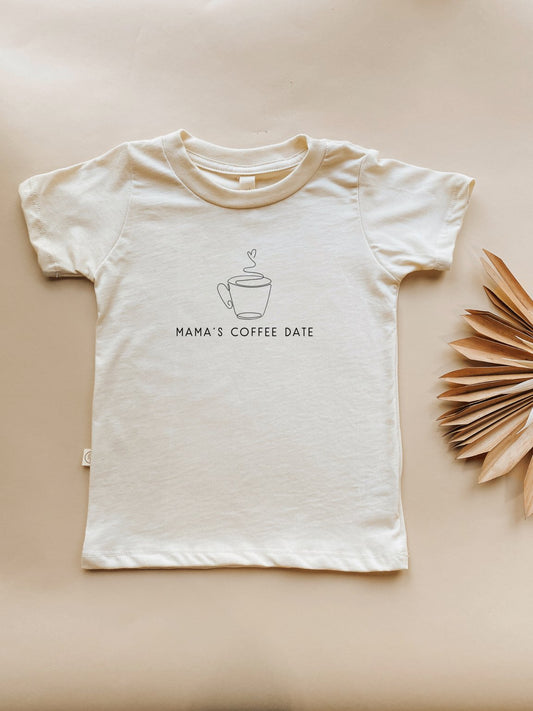 Mama's Coffee Date Organic Cotton Kids Graphic Tee Short Sleeve